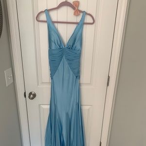Ice Blue Dina Barrel Silk Formal Mermaid Dress - Size S